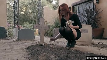 Redhead filled with remourse when she hears ghostly whispers and finds her friends necklace.Seeking answers she goes to the cemetary and sees her undead friends crawl out.They hold her down and shes rubbed.After she throats shes fucked and facesitted
